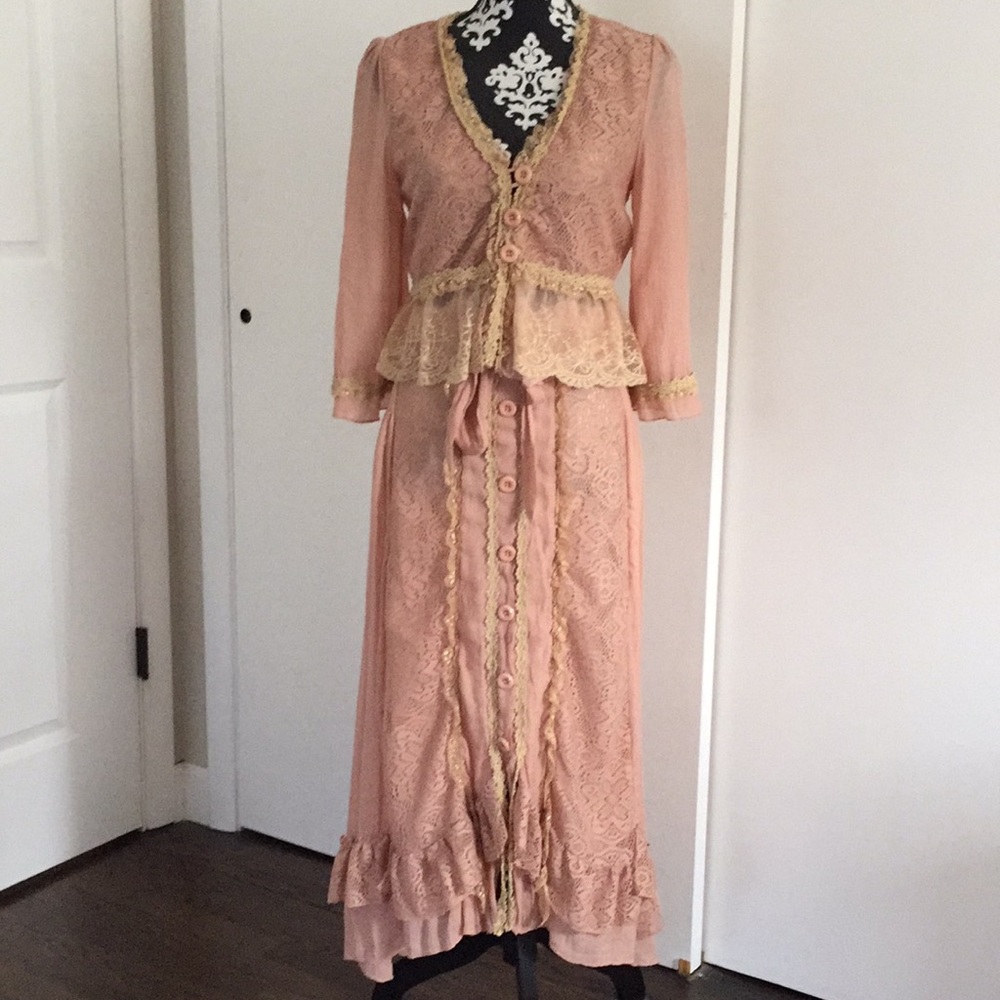 Lace Button Top and Skirt